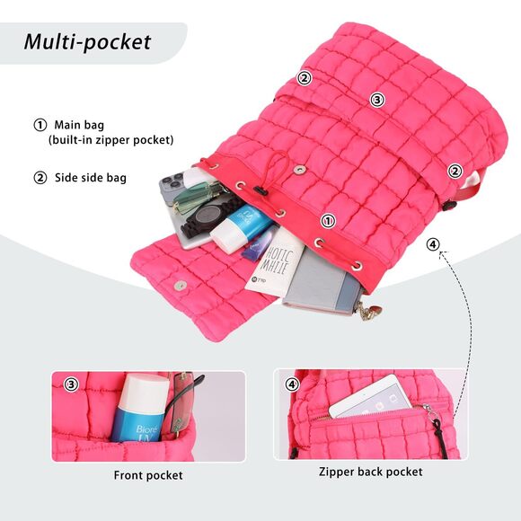 8536 Quilted Backpack , Puffer Gym Bag for Travel Sports Lightweight main image 4